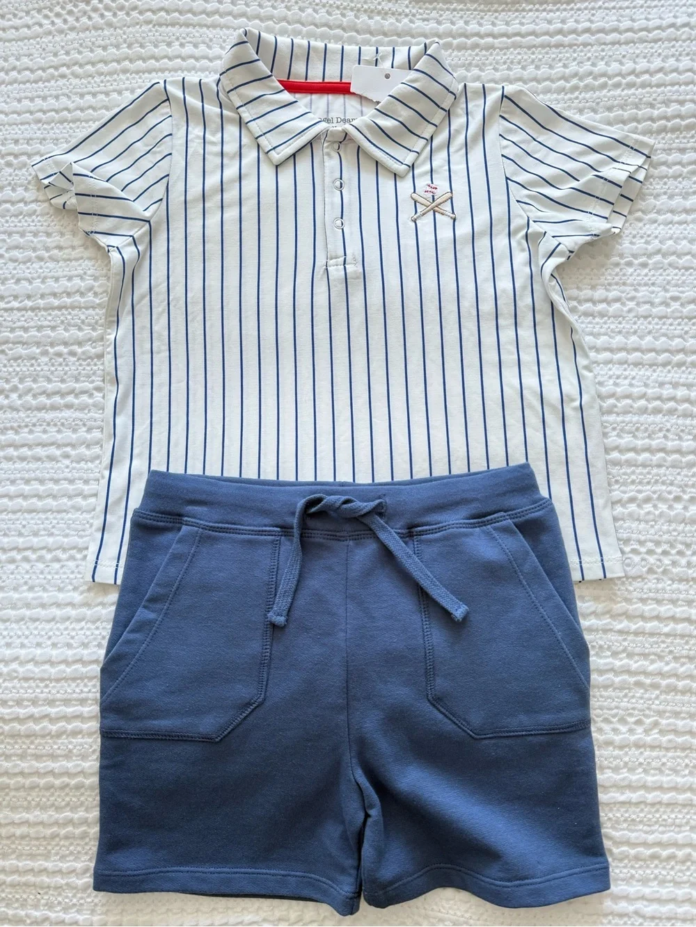 Angel Dear - NWT 3T Baseball White Polo with Navy Stripes and Matching Shorts